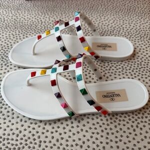 Valentino Rockstud multi-color slide sandal